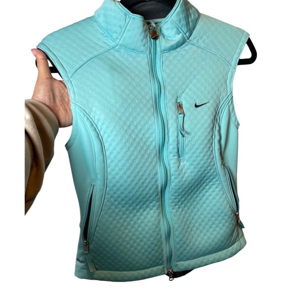 Nike Therma Fit Running Vest Turquoise Fleece Womens 215700-426 Size S - Picture 2 of 11
